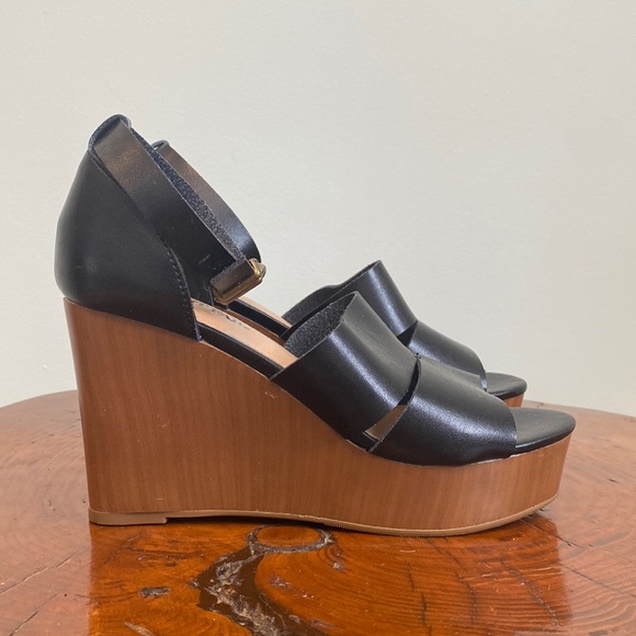 JustFab Paoloa Black/Brown Wedges, Size 8 - Picture 1 of 6